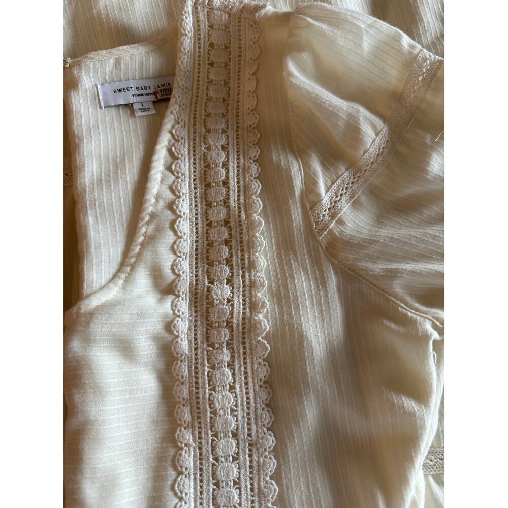 Sweet Baby Jamie by Jamie Mizrahi lace embroidered dress, Ivory, Large Preowned - Picture 4 of 6